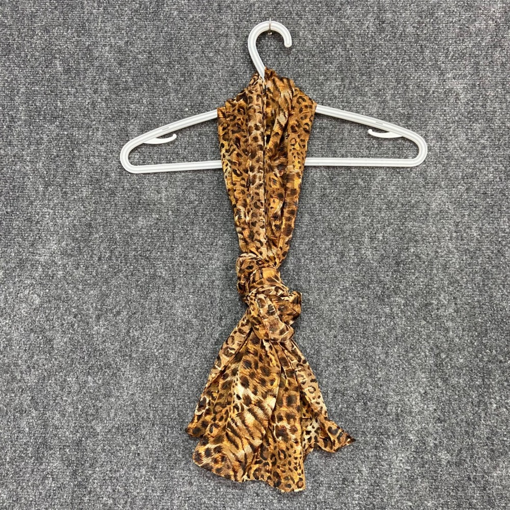 Leopard Print Scarf Brown Gold Animal Print Lightweight Sheer Fashion Accessory